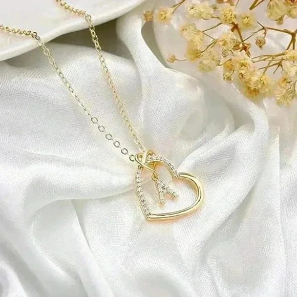 Heart Initial Necklaces14K Real Gold Filled Heart Initial - Picture 5 of 6